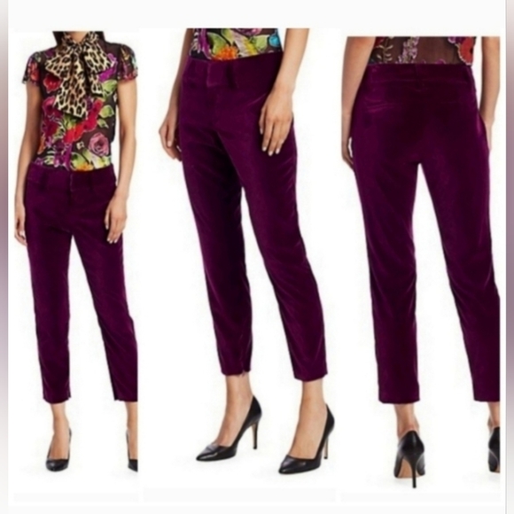 Alice + Olivia Stacey Slim High-rise Velvet Ankle Trousers SIZE 6 - Picture 4 of 15